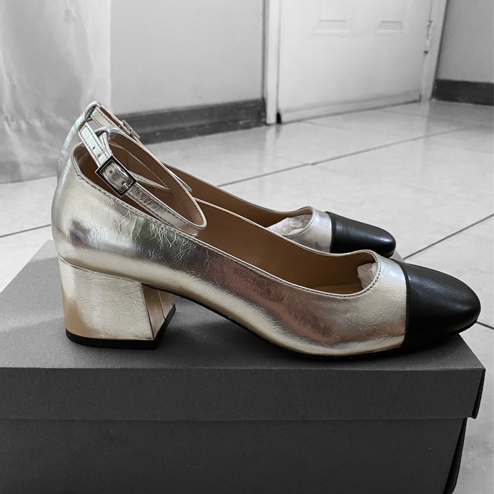 Steve Madden Silver and Black Mary Jane Shoes